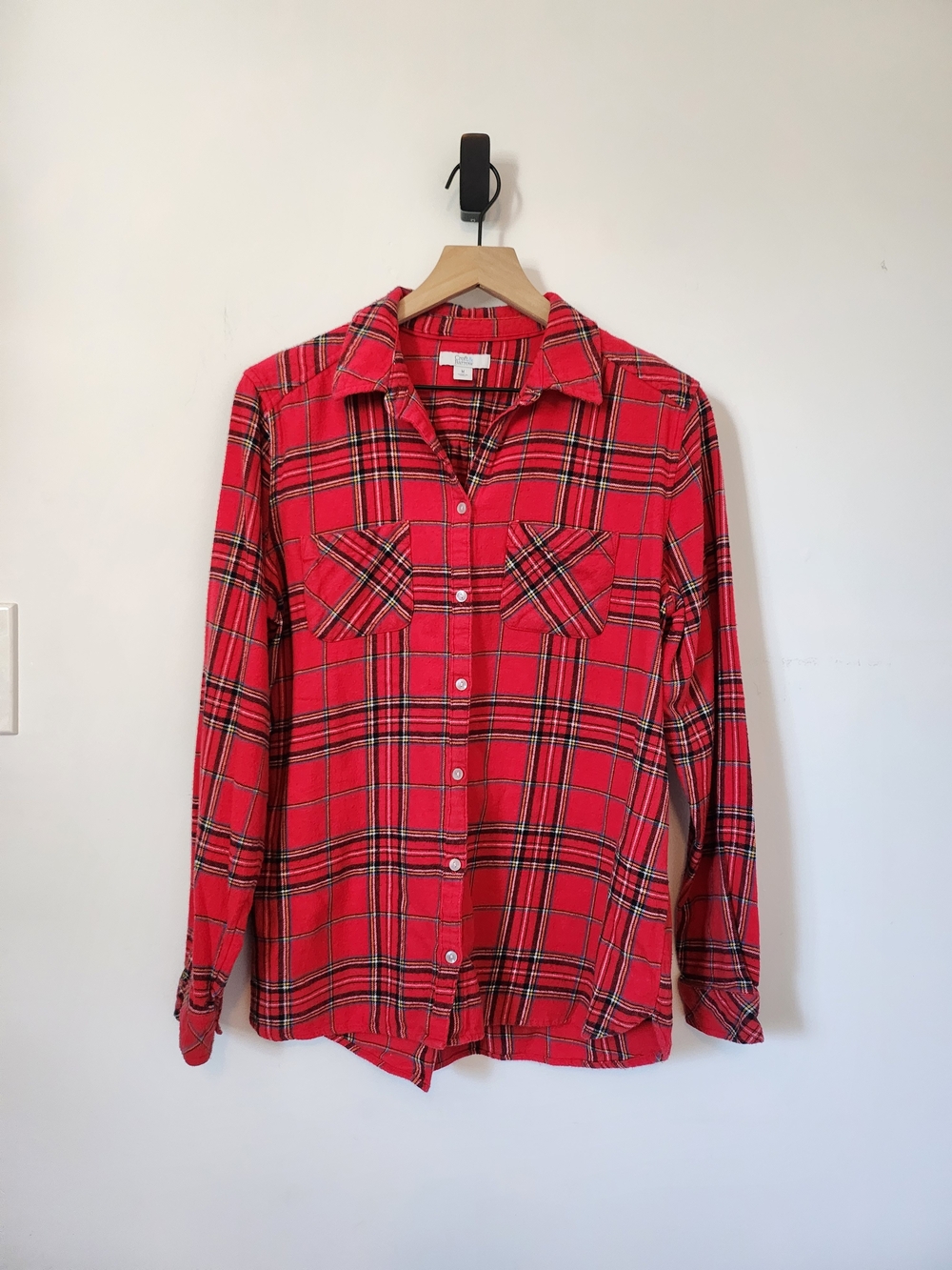 Red Plaid Button-Up Women's Shirt